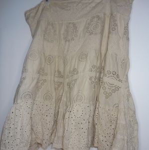 Johnny was knee length ruffle lace cream skirt